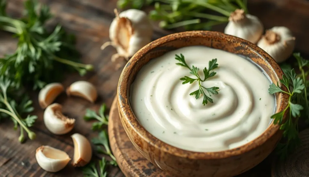 Creamy horseradish sauce in a rustic bowl, garnished with fresh herbs, set on a wooden table surrounded by ingredients like fresh horseradish roots and garlic cloves, soft natural lighting, minimalist style --v 5 --ar 16:9 --style 4a --q 2 --chaos 15 --brand "stylrecipes"
roast beef sandwich recipe